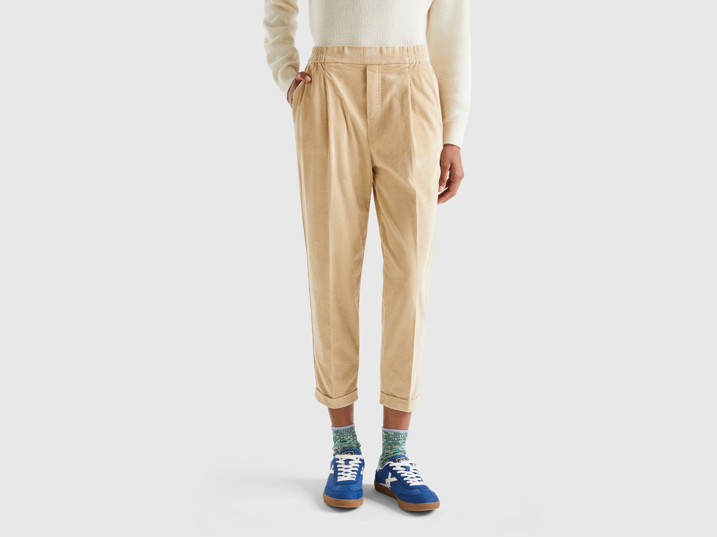 Pantaloni con elastico in vita top benetton