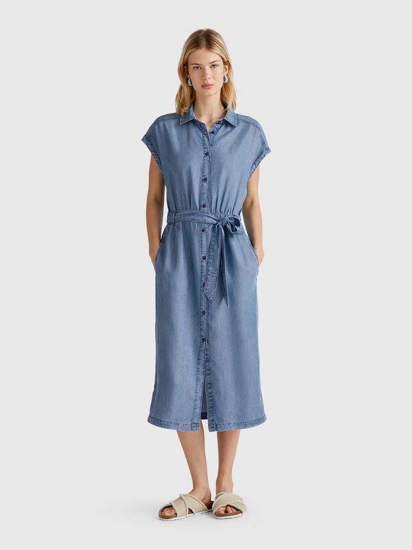 Chemisier in chambray con fusciacca Donna