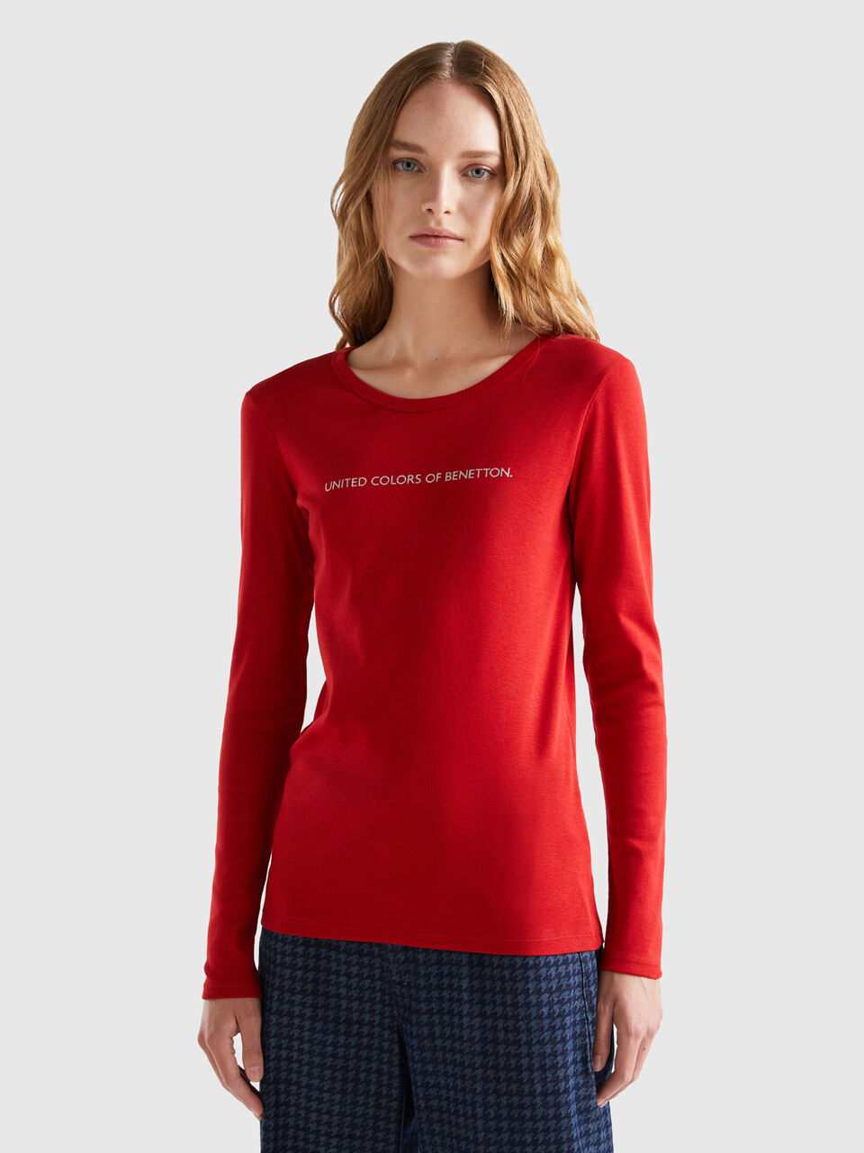 T-shirt rossa a manica lunga Rosso Donna