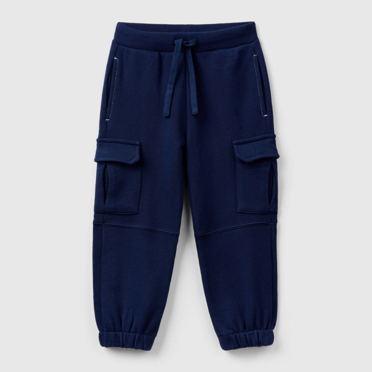 Pantaloni cargo in felpa Blu Scuro Bambino Benetton