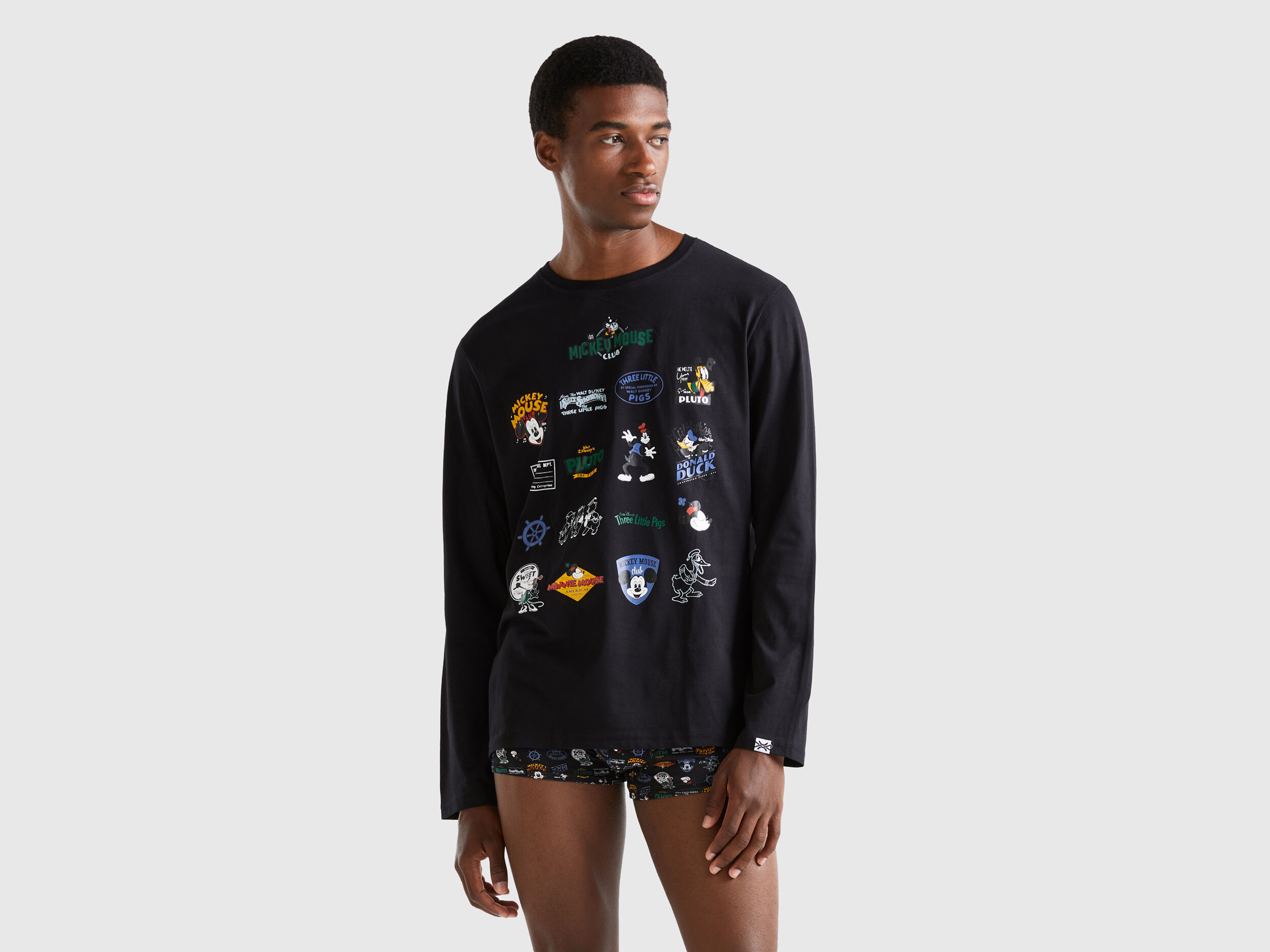 T shirt Disney a manica lunga Nero Uomo Benetton
