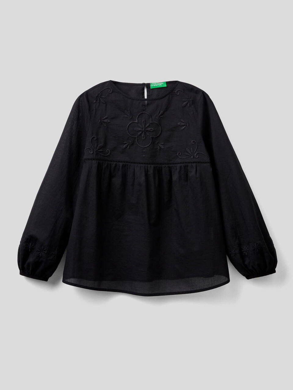 Blusa in cotone leggero con ricami image number 1