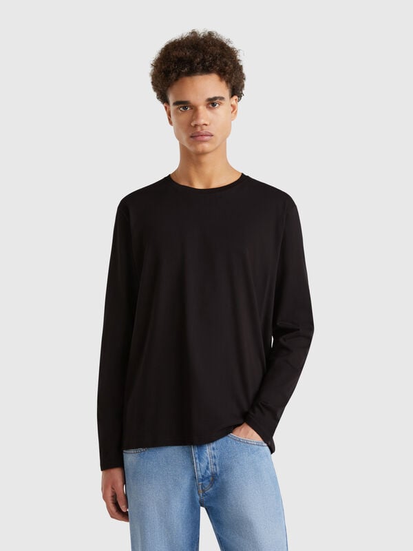 T-shirt a manica lunga in puro cotone Uomo