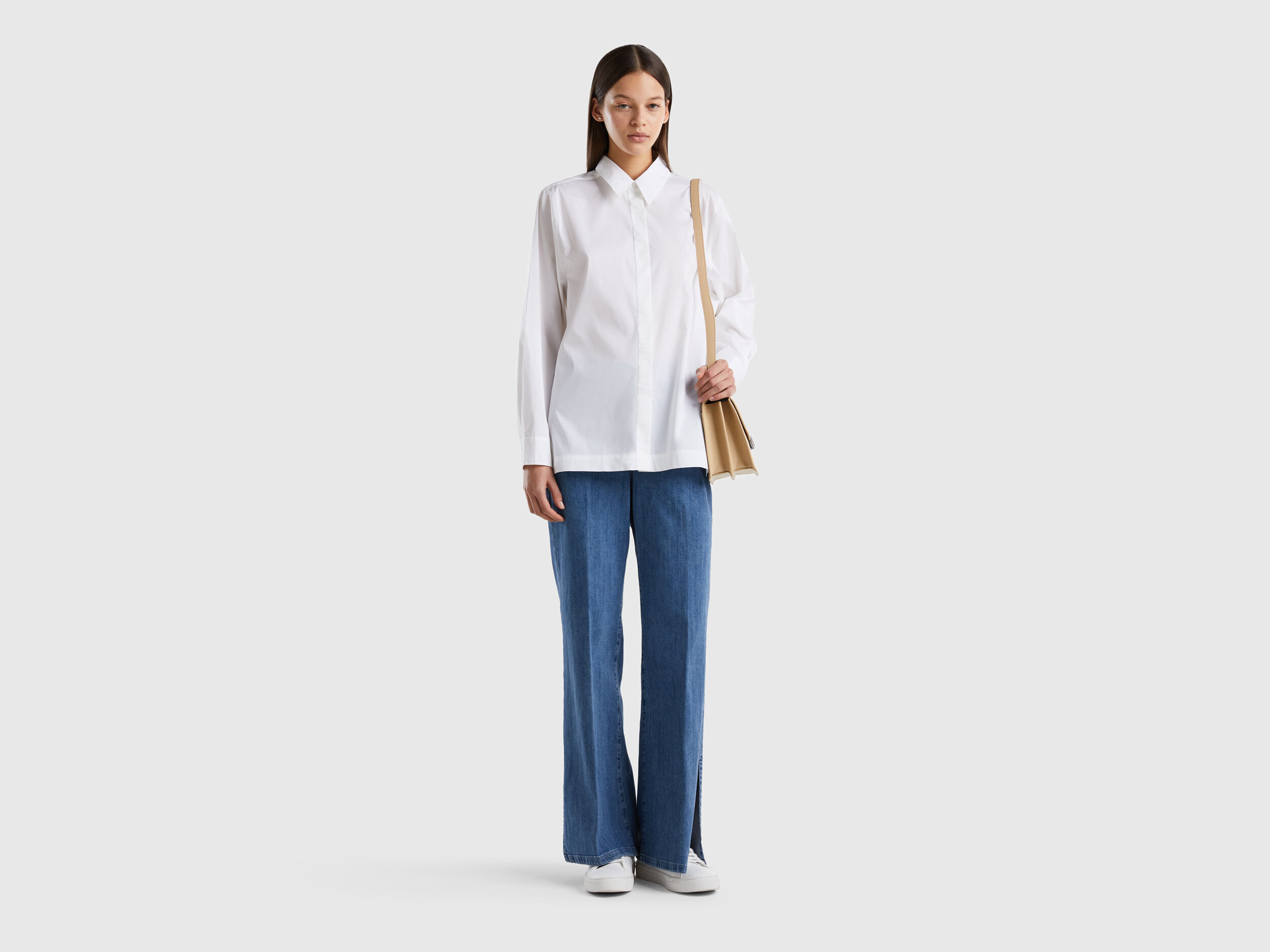 Jeans a zampa con spacchi Blu Donna Benetton