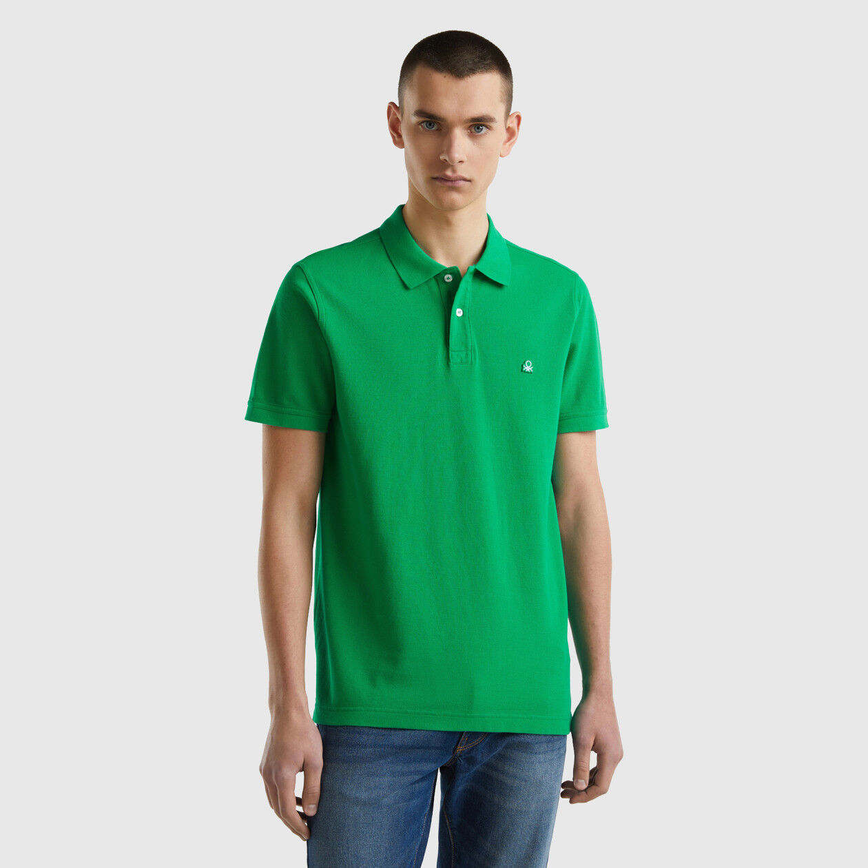Polo verde regular fit Verde Uomo Benetton