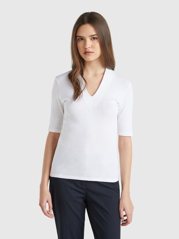 T-shirt slim fit in cotone a fibra lunga Donna