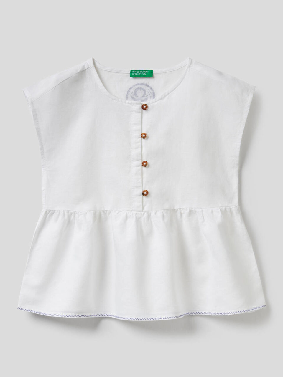 Blusa a manica corta con balza image number 1