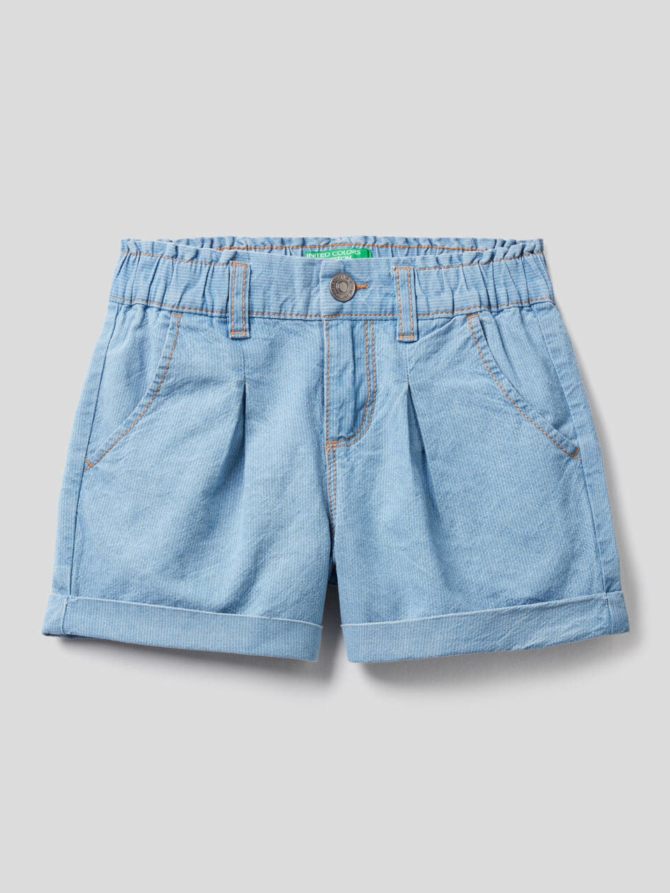 Shorts effetto jeans con risvolto image number 1