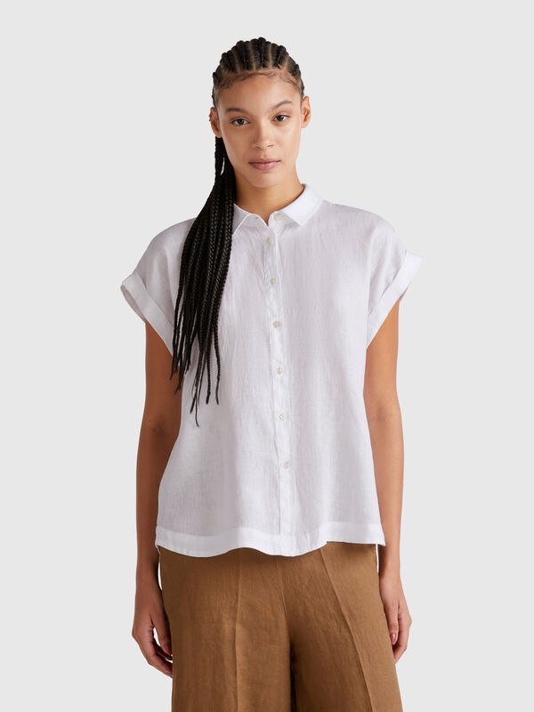 Camicia regular fit in puro lino Donna