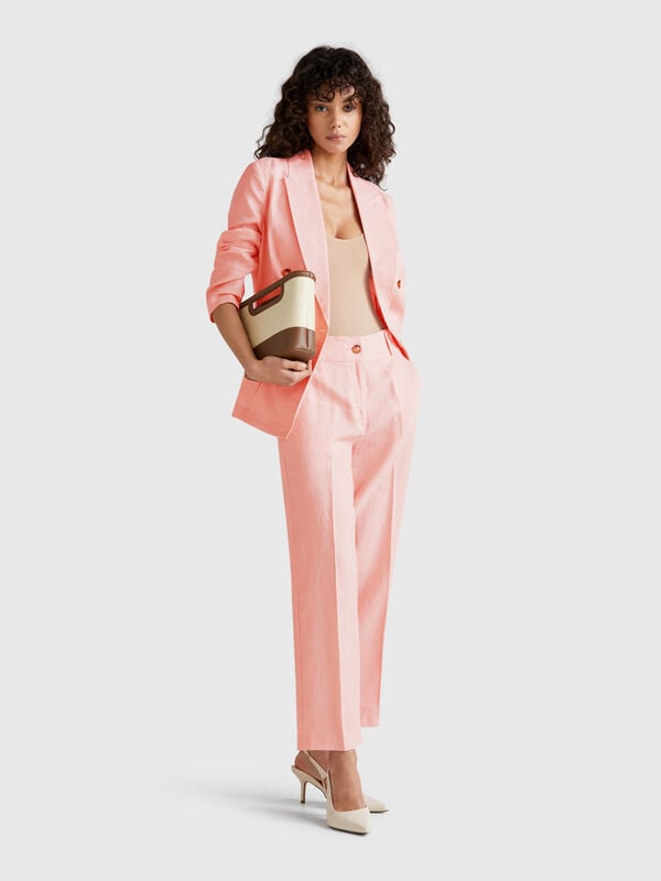 Pantaloni dritti in puro lino Donna