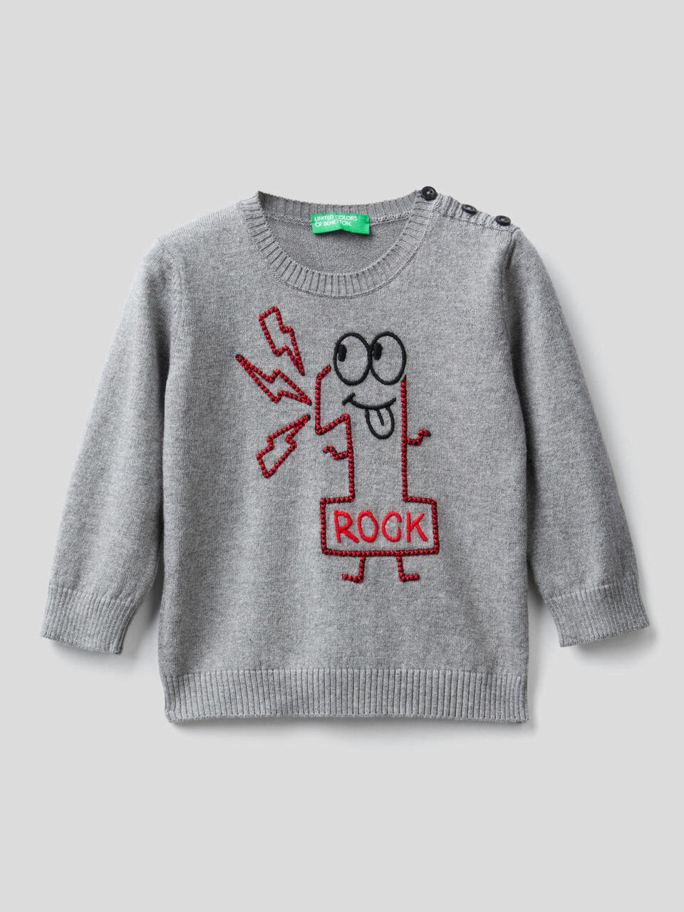 Maglioncino 100% cotone con ricamo image number 1
