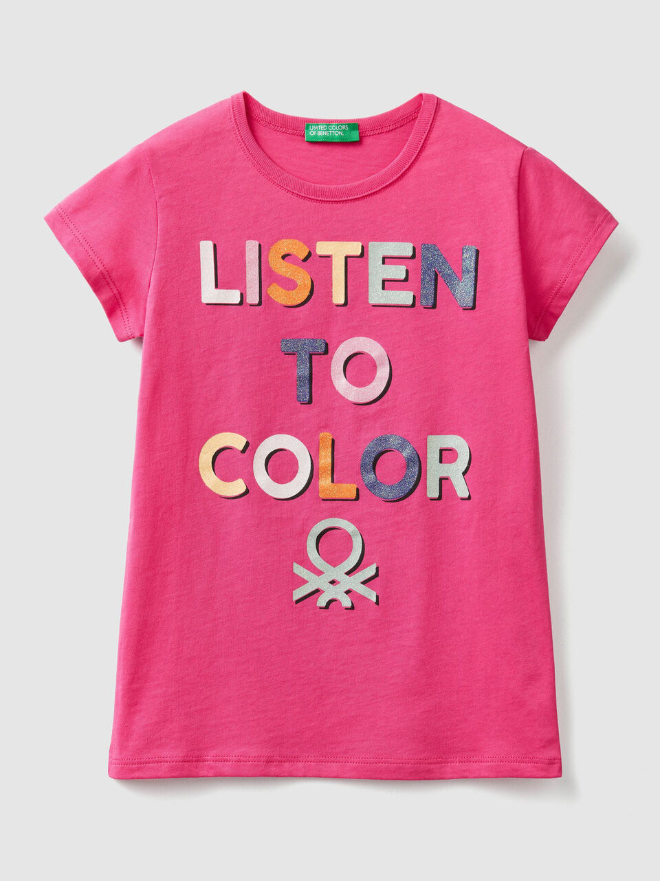 T-shirt con stampa logo glitter image number 1