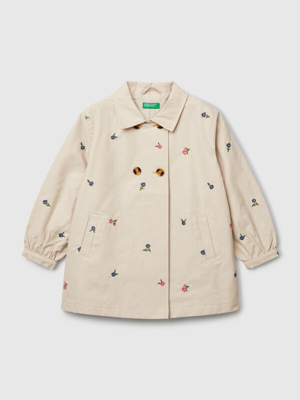 Trench doppiopetto con fiori Bambina