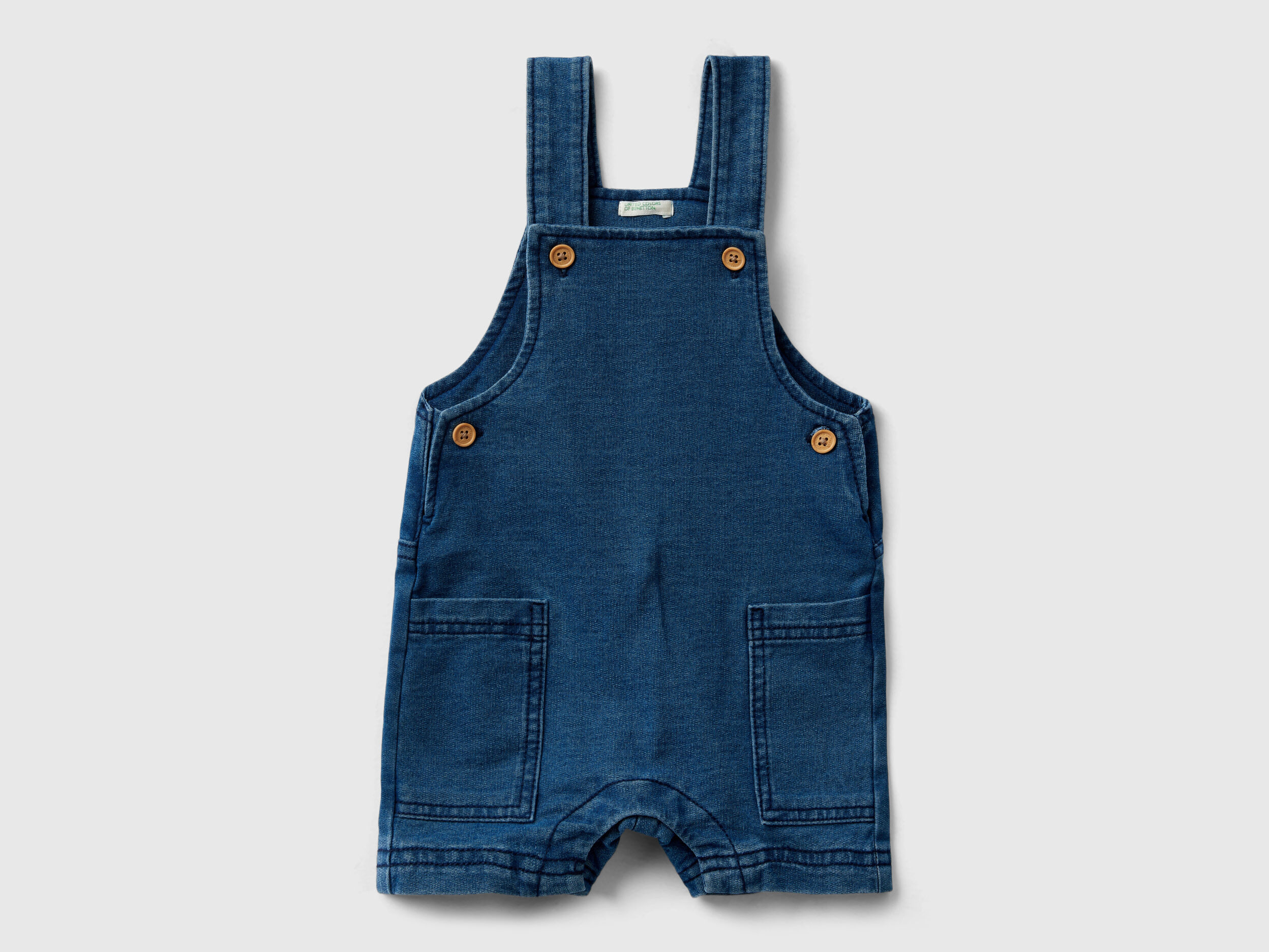 Salopette corta effetto denim Blu Neonato Benetton