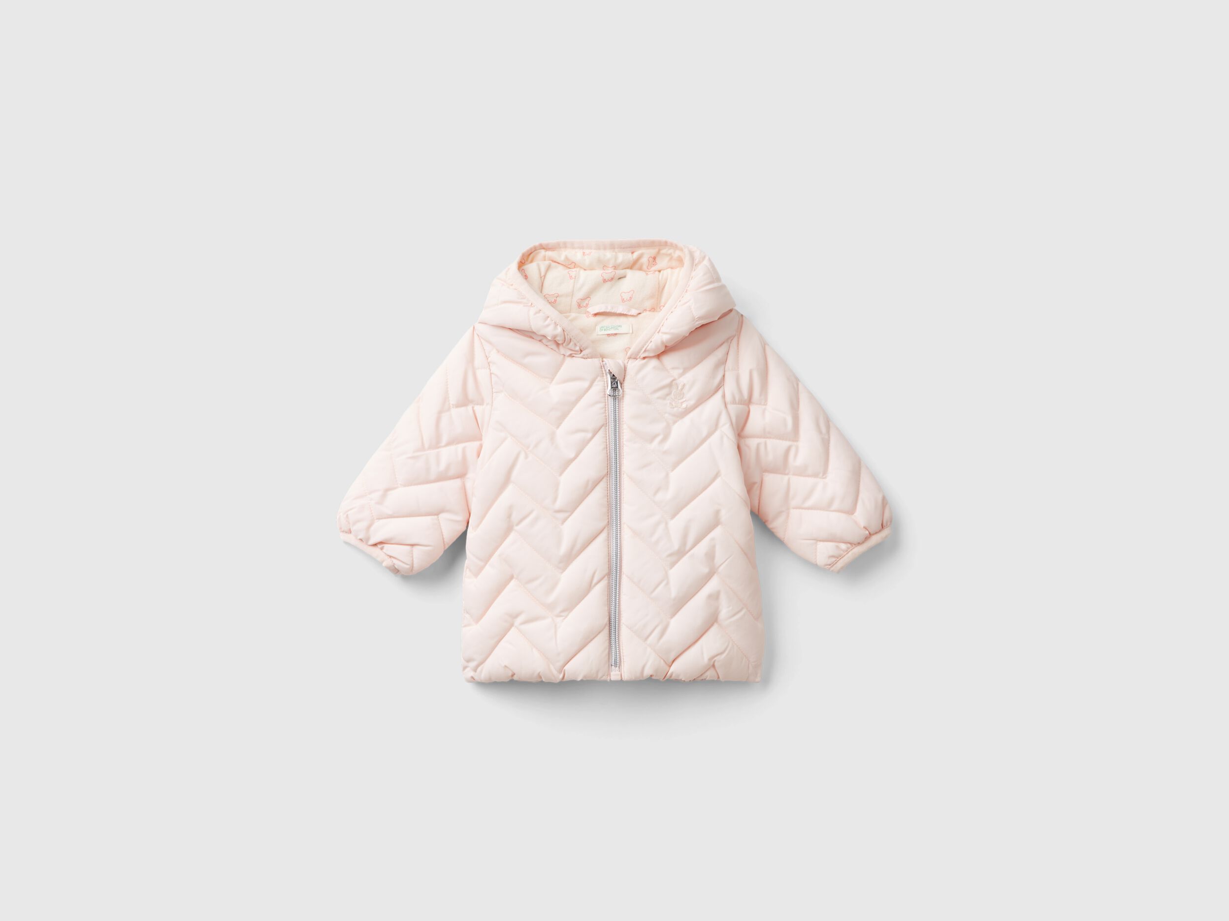Piumino imbottito con orecchie Rosa Tenue Benetton