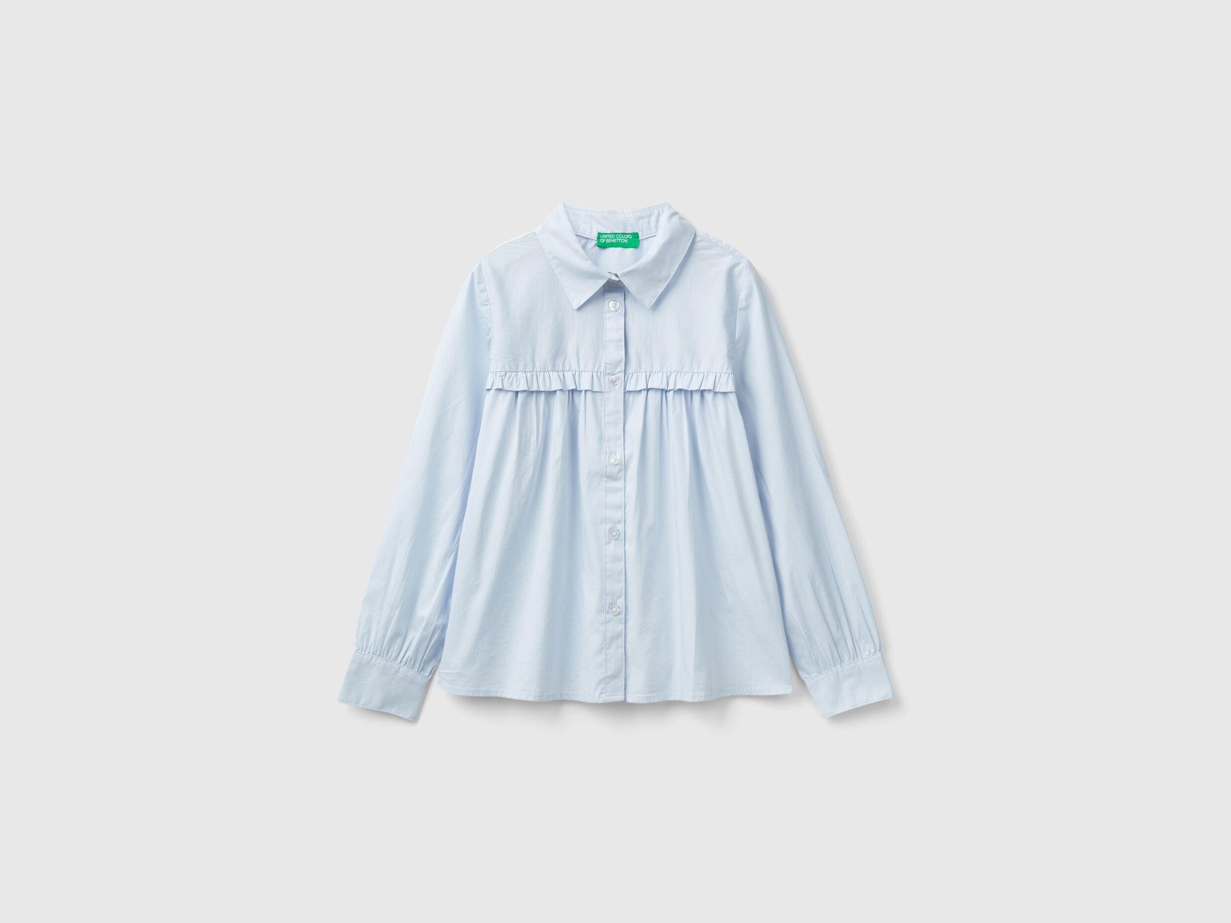 Camicia con rouches sul carre Celeste Benetton