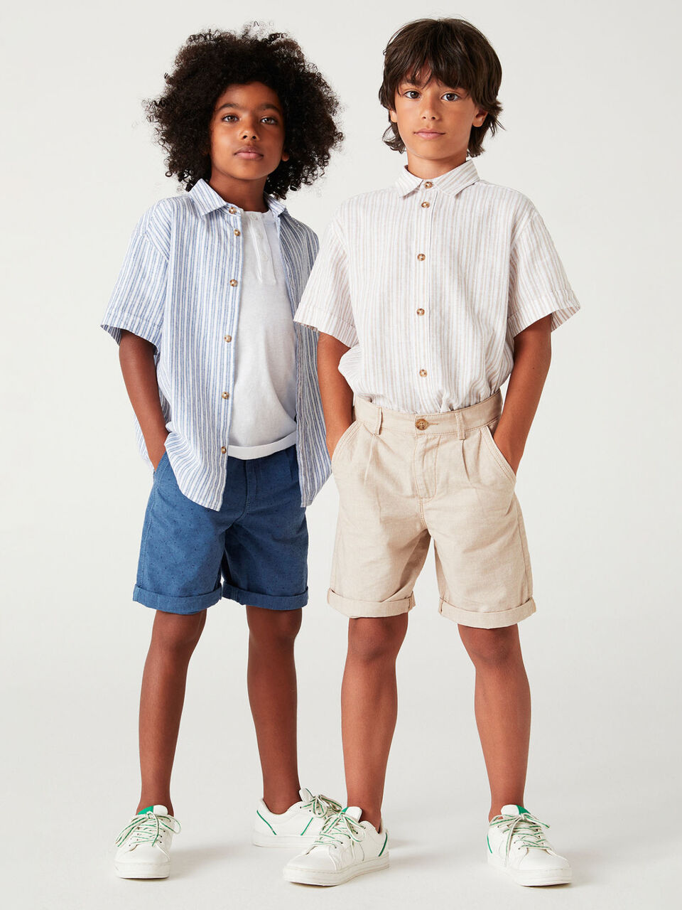 Bermuda slim fit in misto lino image number 1