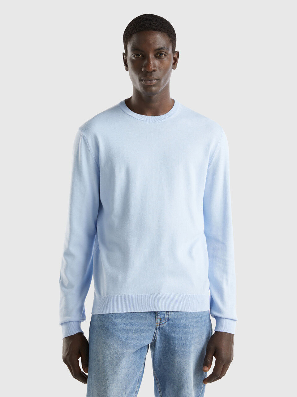 T shirt a manica lunga in puro cotone Bianco Benetton