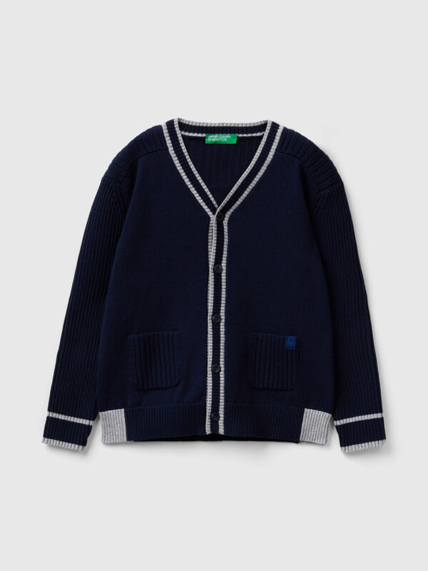 Cardigan con tasche in cotone tricot Bambino