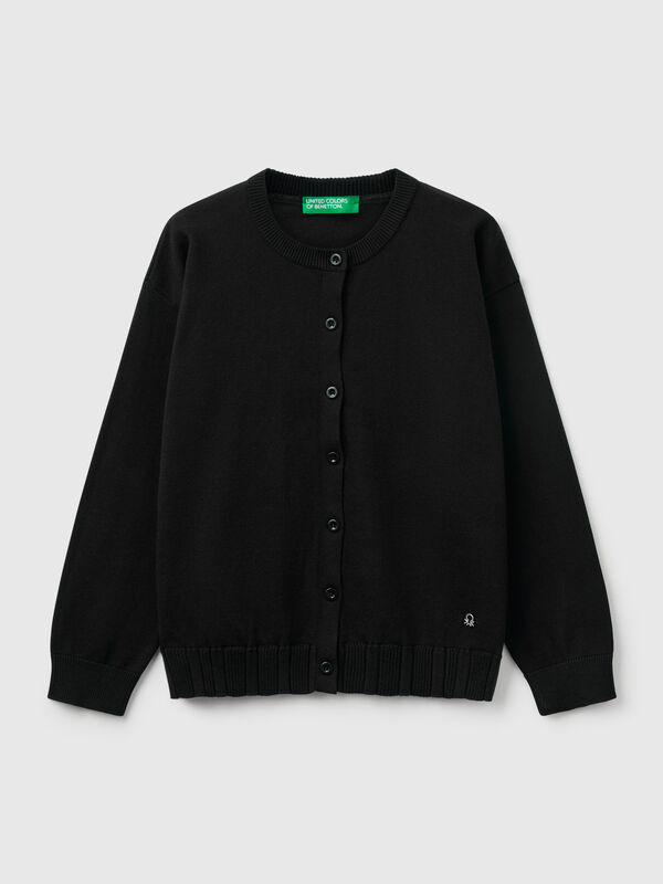 Cardigan girocollo in puro cotone Bambina