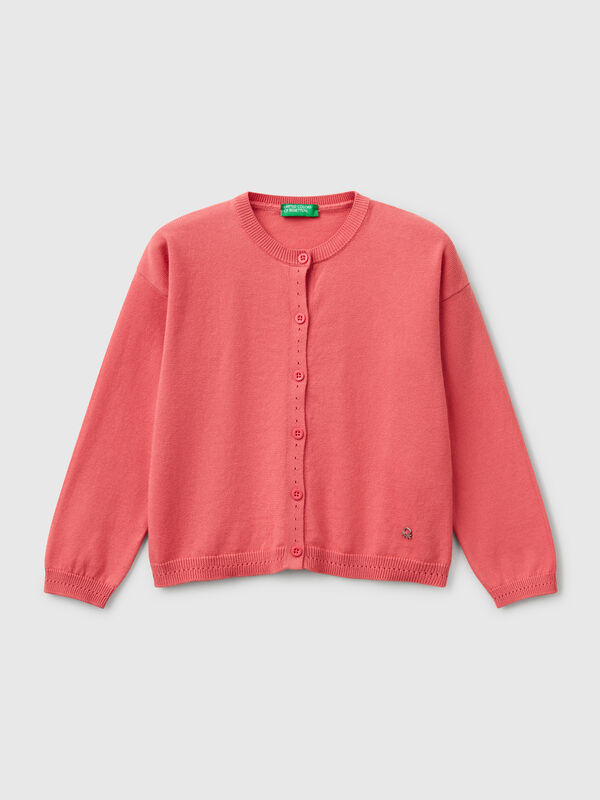 Cardigan girocollo in puro cotone Bambina