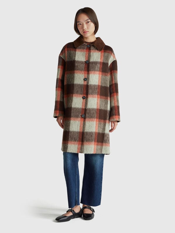 Cappotto a quadri in misto lana Donna