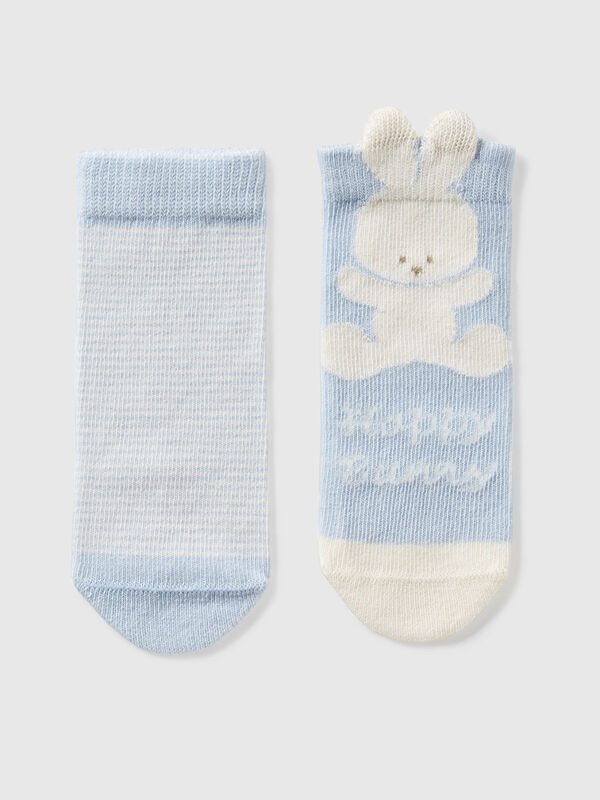 Set calzini con righe e coniglietto Baby