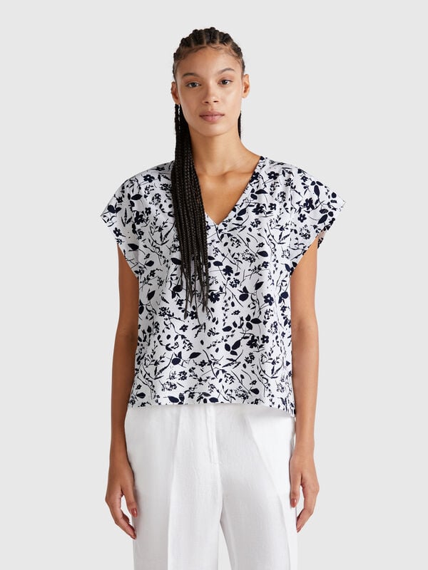 Maglietta con stampa fiori Donna