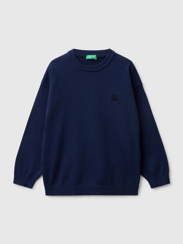 Maglioncino in puro cotone con logo Bambino