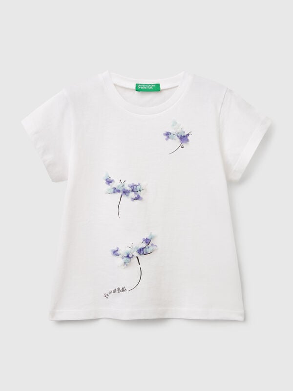 T-shirt con applicazione effetto petali Bambina