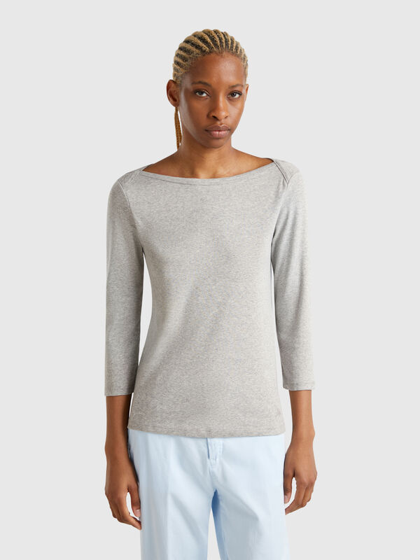 T-shirt con scollo a barchetta 100% cotone Donna