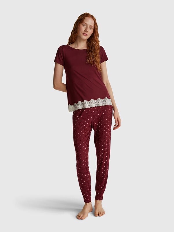 Pantaloni rossi con stampa pois Donna