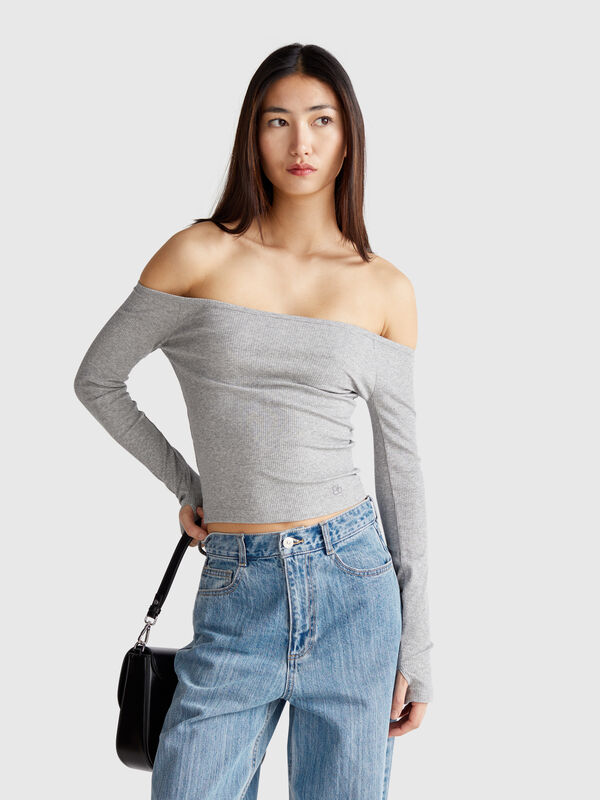 Maglietta con scollo bardot Donna