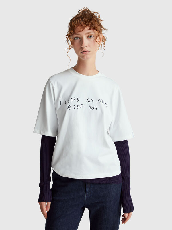 T-shirt bianca con stampa Coco Capitán Donna