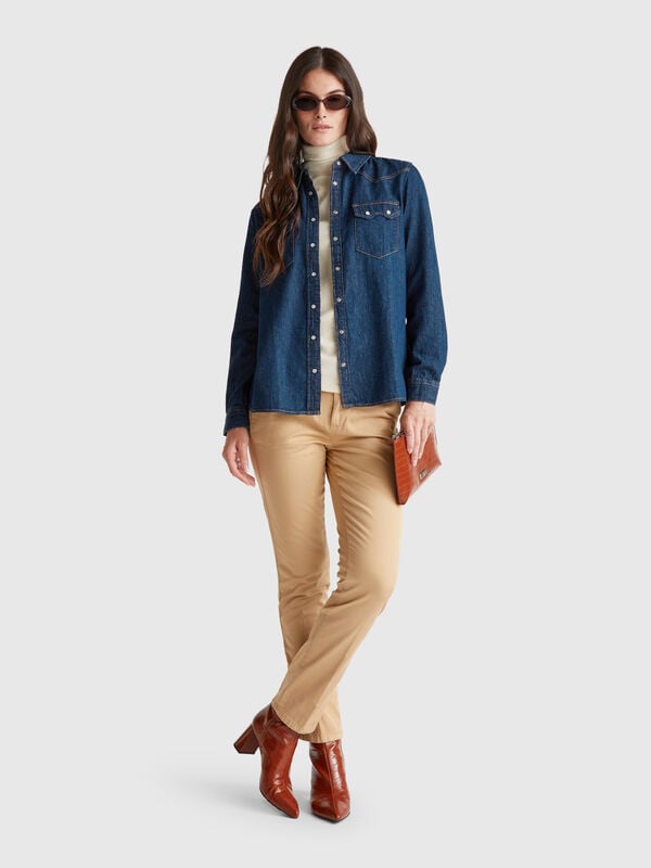 Chino slim fit in cotone cammello Donna