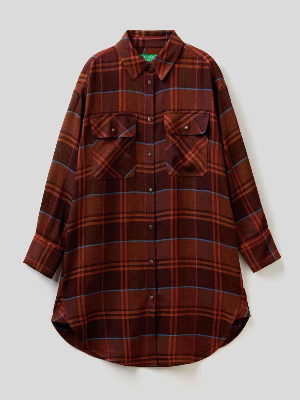 Maxi camicia a quadri image number 1