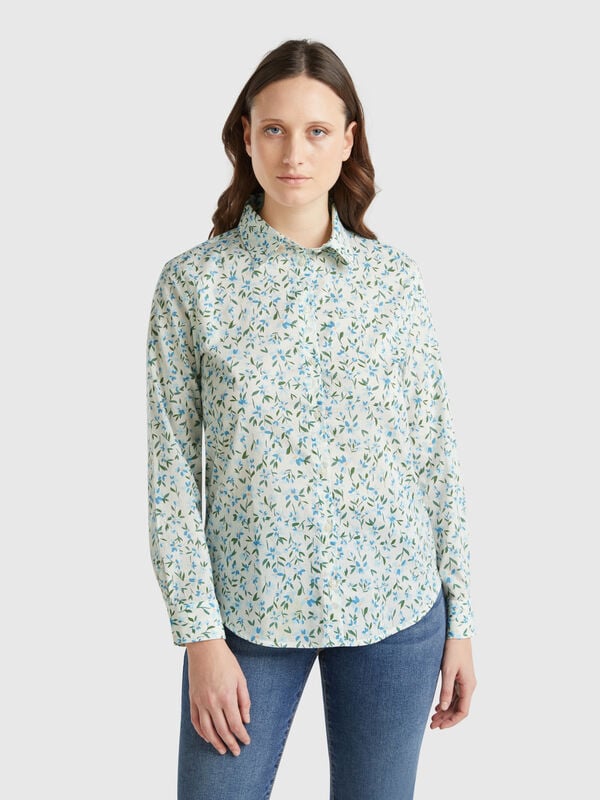 Camicia bianca a fiori Donna