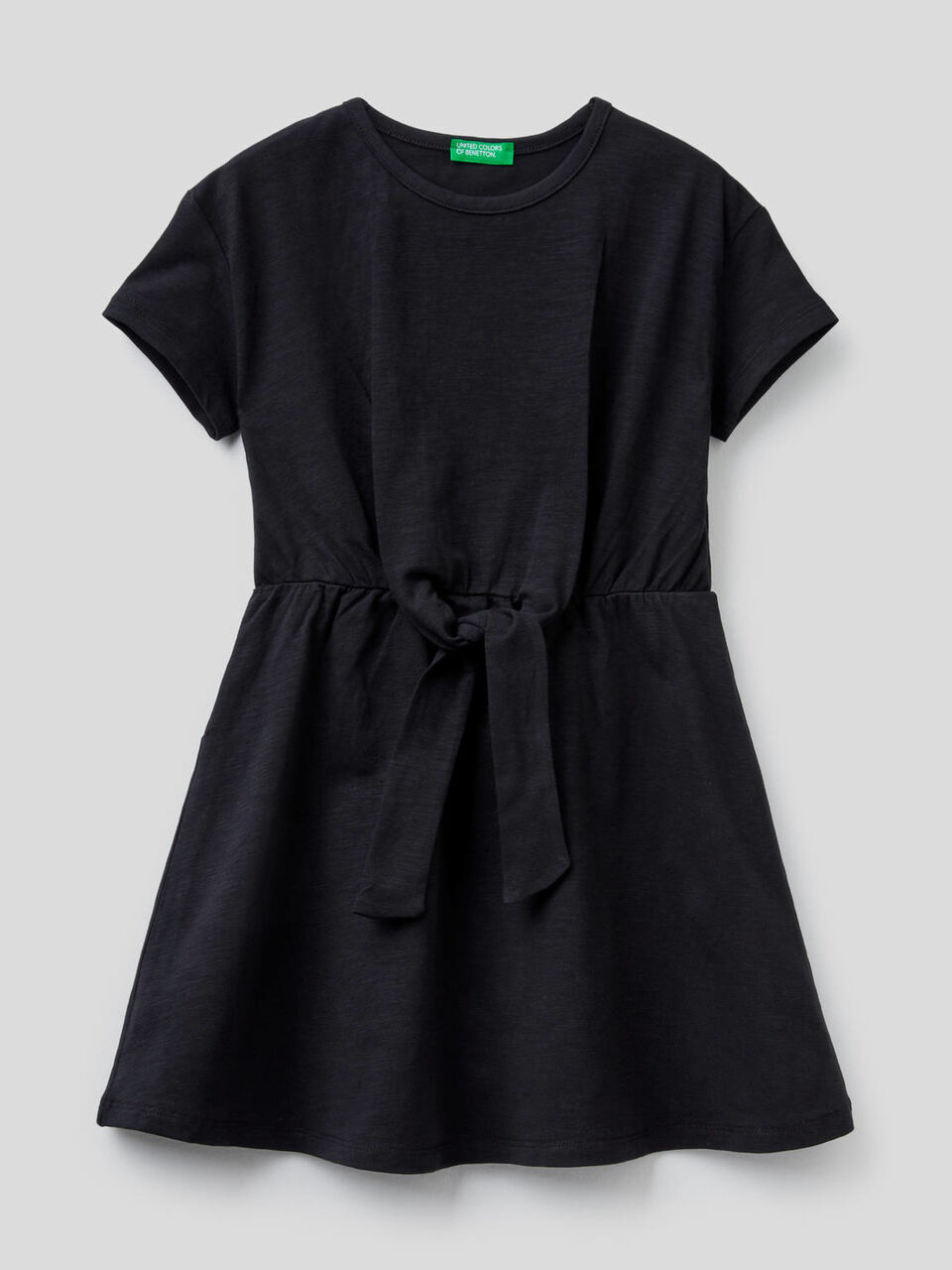Vestito in cotone stretch con fiocco image number 1