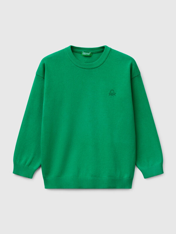 Maglioncino in puro cotone con logo Bambino