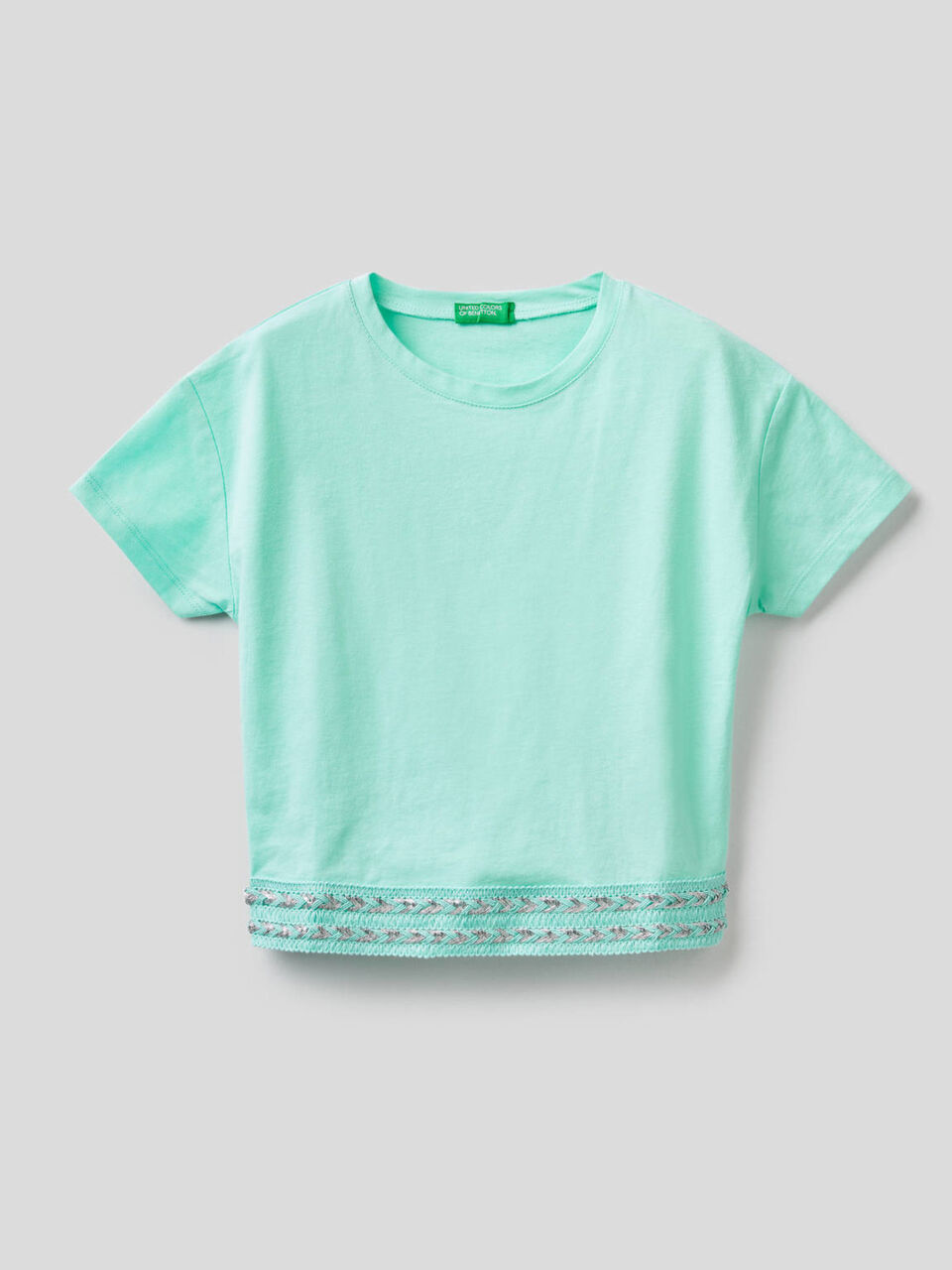 T-shirt in cotone con taglio cropped image number 1