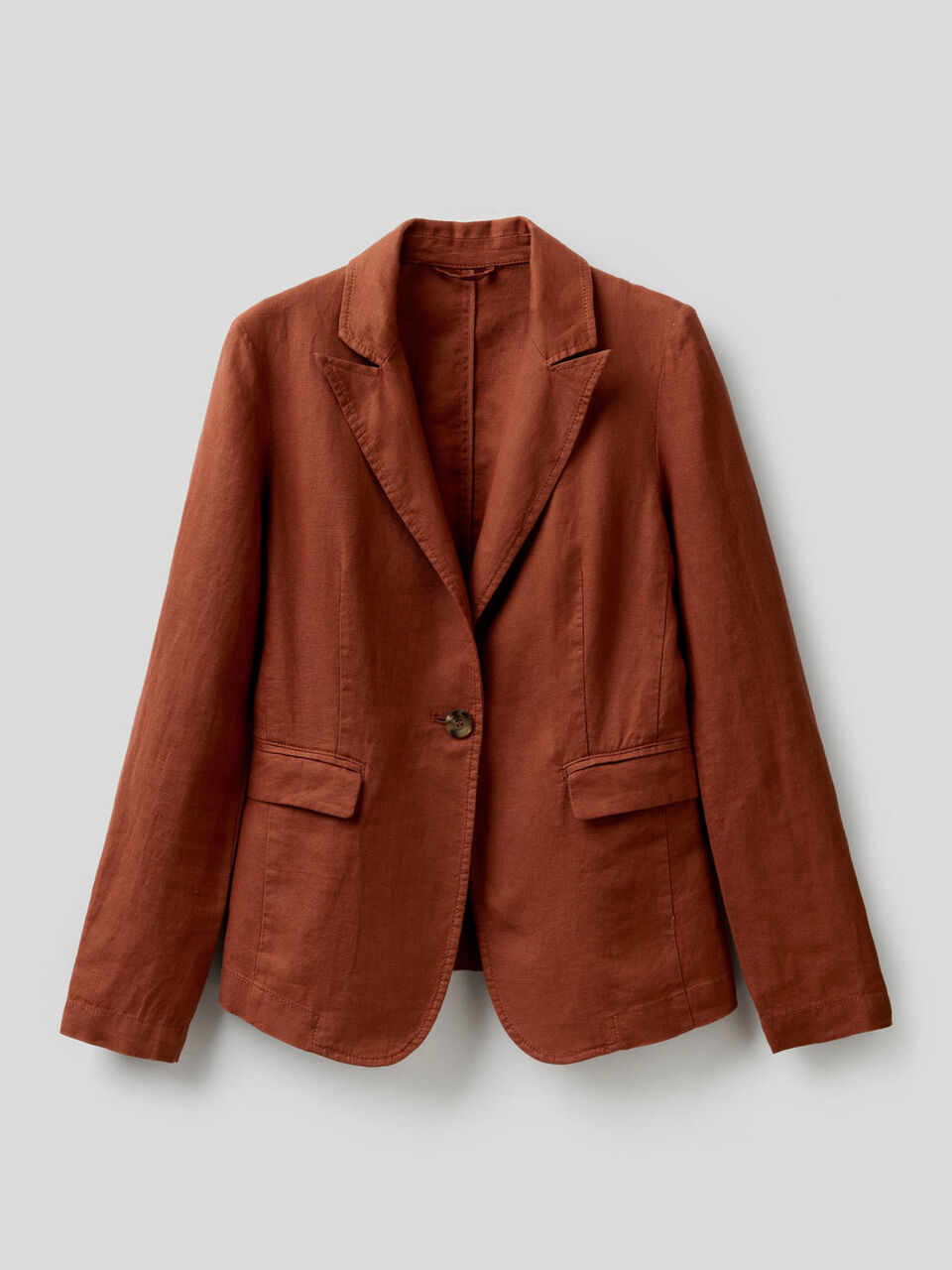 Blazer sciancrato in 100% lino image number 1