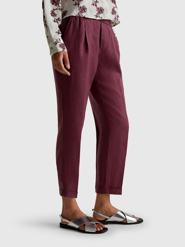 Pantaloni regular fit in puro lino Pantaloni regular fit in puro lino Donna