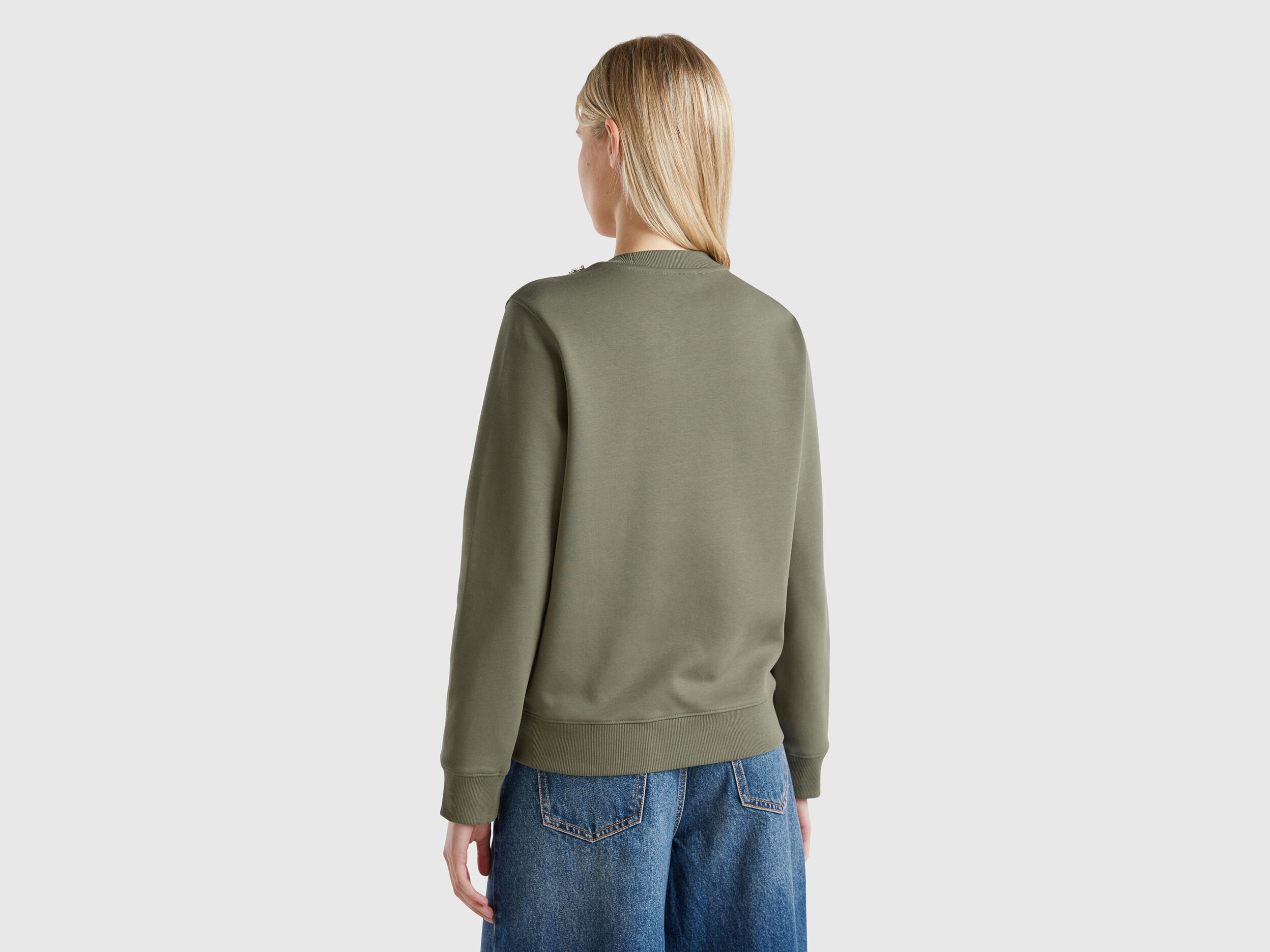 Felpa con applicazioni effetto gioiello Verde Militare Benetton