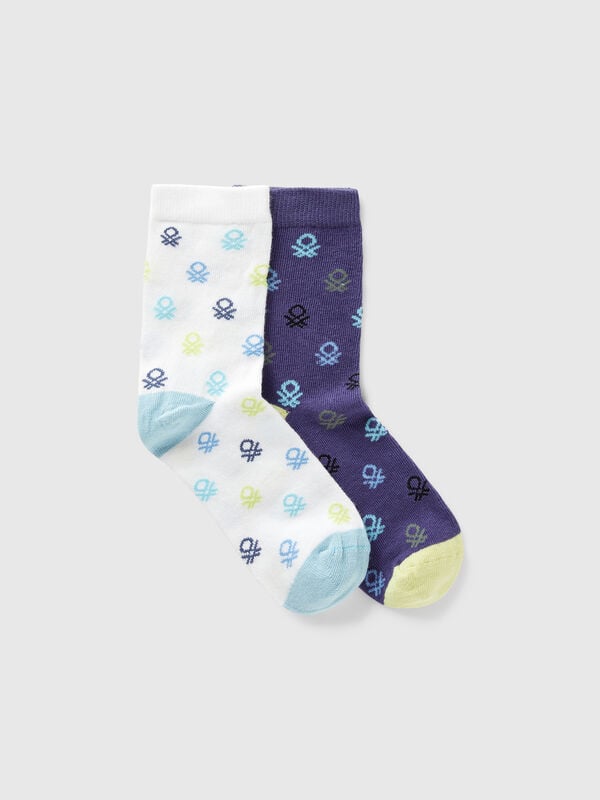 Due paia di calzini con loghi blu e bianchi Bambino