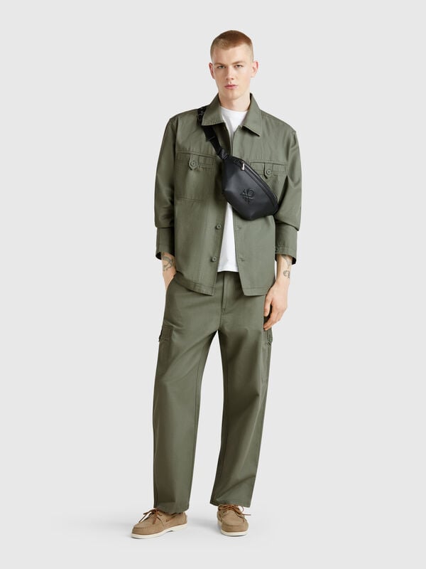 Pantaloni cargo in misto lino Uomo