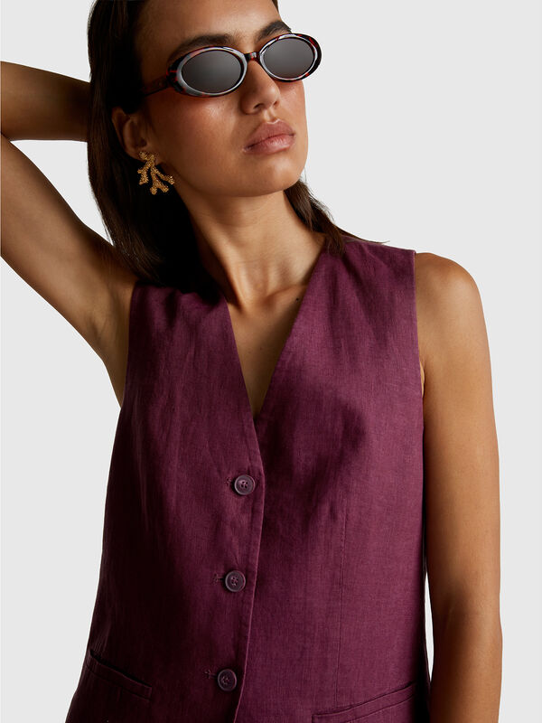 Gilet in puro lino Donna