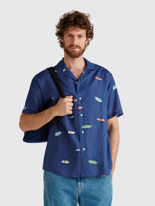 Camicia con stampa surf Uomo