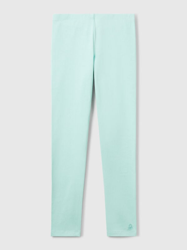 Leggings in cotone stretch con logo Bambina