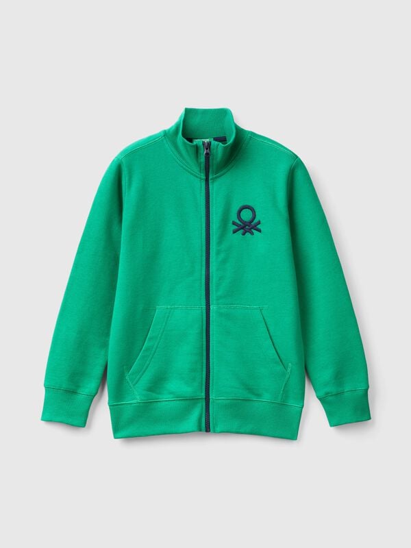 Felpa con zip in puro cotone Bambino