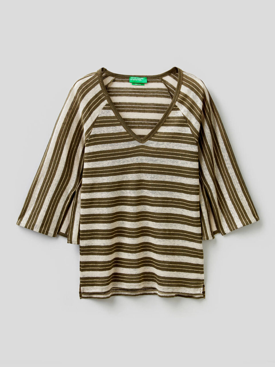 T-shirt a righe con manica a 3/4 image number 1